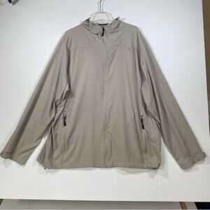 Men's 3XL Full Zip Lightweight Activewear Tan Hooded Jacket Little Donkey Andy